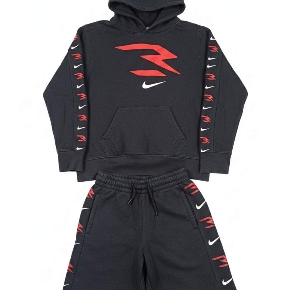 Nike Kids Black and Red Graphic Hoodie Set-M